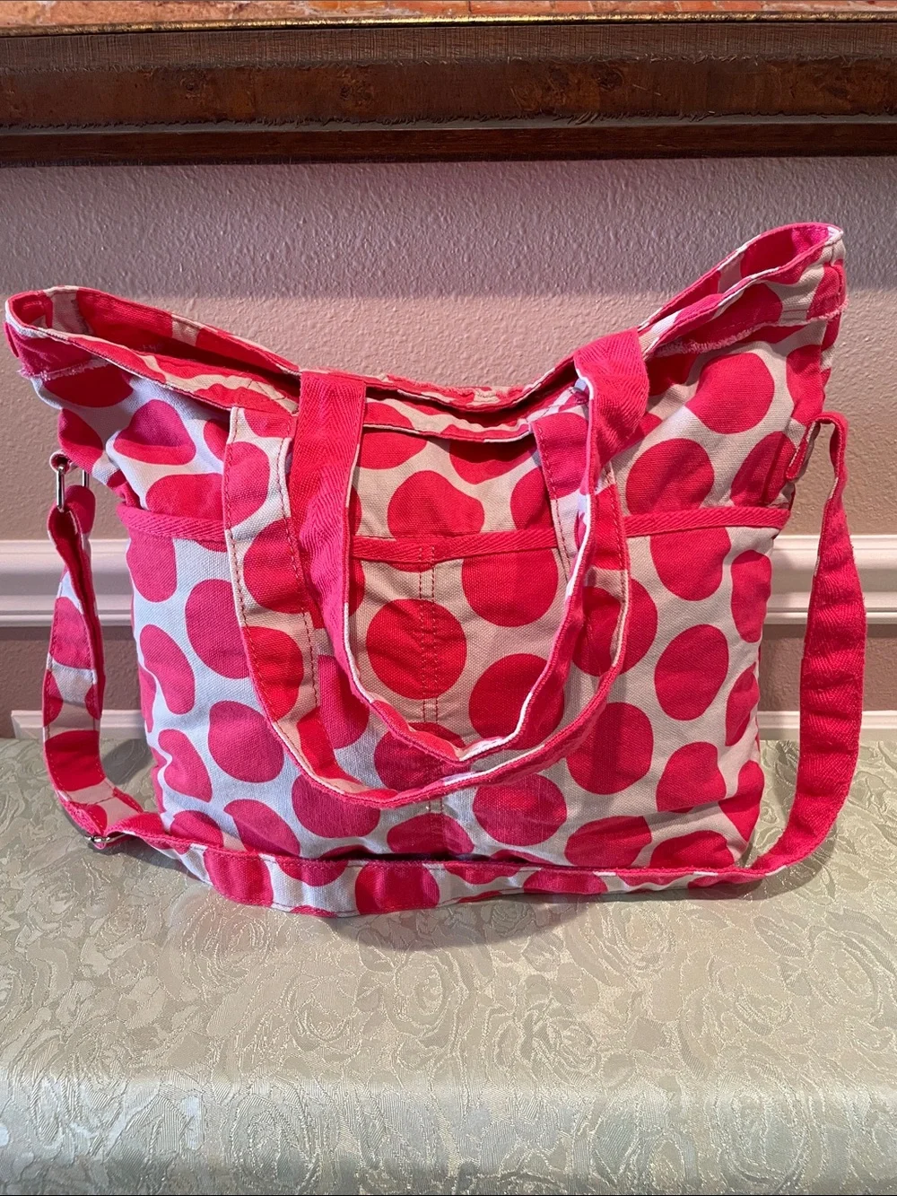Thirty-One Retro Metro Fold Over Canvas Tote Bag